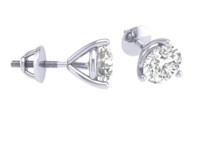 Martini Set Solitaire Studs Earrings VS1 FG 0.50Carat Lab Grown Diamond 14K Gold - Image 1 of 4
