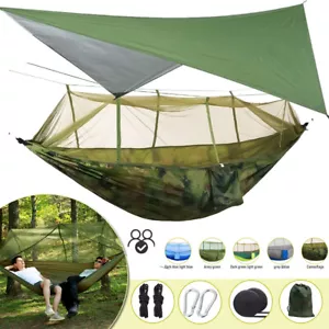 Doppel 2 Personen Tragbares Camping Hängemattenzelt mit Moskitonetz / Regen Fliegenplane - Bild 1 von 31