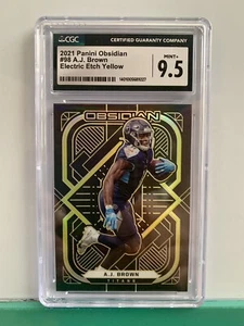 2021 Panini Obsidian A.J. Brown #98 Electric Etch Yellow /25 Titans CGC Mint 9.5 - Picture 1 of 3