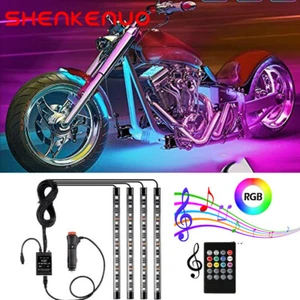 4Pcs Motorcycle RGB LED Neon Under Glow Lights Strip Kit For BMW Honda Suzuki US - Bild 1 von 12