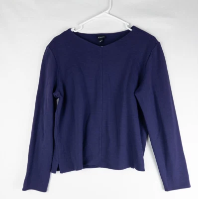 Suéter Eileen Fisher Mujer L Púrpura Mezcla Lana Pullover Minimalista Sólido Foto 1 de 4