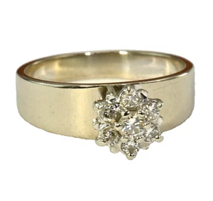 14k Gold Natural 7 Diamond Cluster Tapered Flat Band Ring Vintage 1970'S ? - Picture 1 of 8