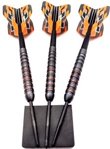 90% 22g Steel Tip Tungsten Darts Black Colour Dart Barrels, Stems + Dart flights - Picture 1 of 16