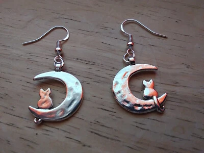 Серьги Cat in Half Moon из стерлингового серебра 925 пробы красивые высокого качества! - Изображение 1 из 2