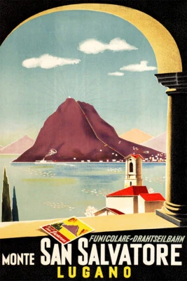 San Salvatore Lugano Lake 1940 Original Vintage Wall - POSTER 20x30 - Image 1 of 4