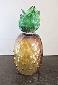 7.5" Pineapple Fruit Blown Glass Art Handmade Sculpture Shelf Decor - Picture 1 of 3