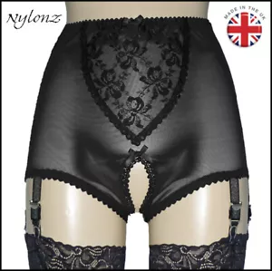 NYLONZ Vintage Style Crotchless 6 Strap Girdle BLACK 🇬🇧Made In UK🇬🇧 - Picture 1 of 3