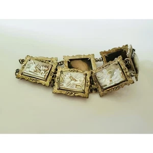 Vintage 1940er griechisches 800 Silber Markasiten 7 Tage der Woche Kamee Armband - Bild 1 von 12