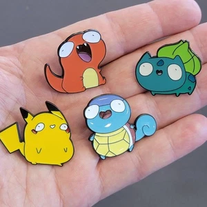 4-pc Pokémon Kanto Derpy Starter Enamel Pin Set - Bild 1 von 5