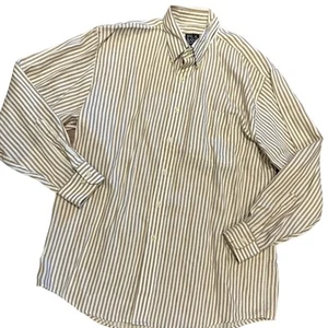 Jos A. Bank men’s Size Large Tan and White Long Sleeve Striped Shirt 100% Linen - Picture 1 of 7