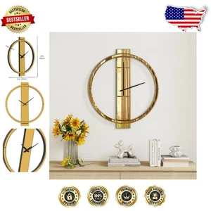 Reloj de Pared Contemporáneo 23.6" Oro y Plata Espejado - Elegancia Atemporal - Imagen 1 de 11