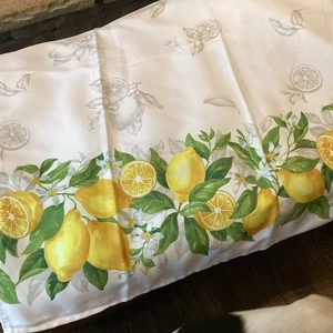 Lemon Border Tablecloth 60" x 84" Oblong Benson Mills .Cottage Core NWOT! - Picture 1 of 4