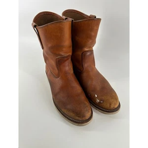 Red Wing 866 Pecos Leather Camel Brn Pull-On Work Boots Sz 12 D USA Made Flawed - Picture 1 of 12