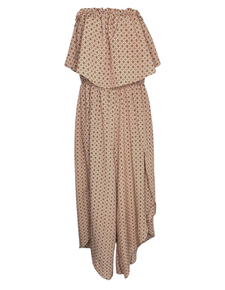 Mono estampado GeeGee con volantes sin mangas asimétrico pierna ancha boho fluido Foto 1 de 4