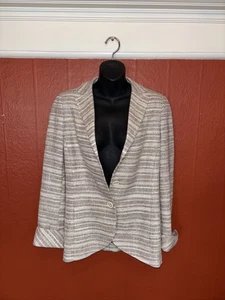 Akris Silk Viscose Striped Blazer Womens US Size 10 Button Jacket - Picture 1 of 16