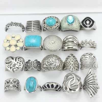20pcs /Lot Stainless Steel Women Rings Simple Female Trendy Jewelry Wholesale - Image 1 of 4