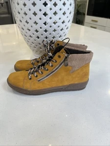 Rieker Hi Top Lace & Zip Trainers & Cuff Detail UK 8 (EU42)New Rrp £69.50 Yellow - Picture 1 of 12