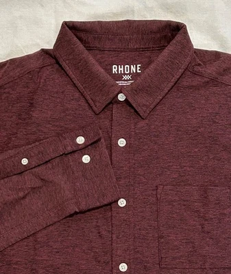 Rhone Mens Large WFH Button Up Shirt Tawny Port Black Heather Moisture Wicking - Image 1 of 4