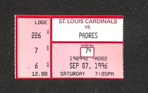 7. SEPTEMBER 1996 SAN DIEGO PADRES @ CHICAGO CUBS, TICKET STUB, 6 SITZPLÄTZE - Bild 1 von 2