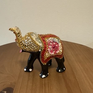 Ausgefallene Vintage klassische Kunst handbemalt Mosaik Perlen Elefant Figur wie besehen  - Bild 1 von 13