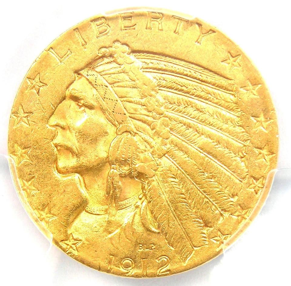 1912-S Indian Gold Half Eagle $5 Coin - PCGS AU58 - Rare Date - $2,150 Value - Image 1 of 4