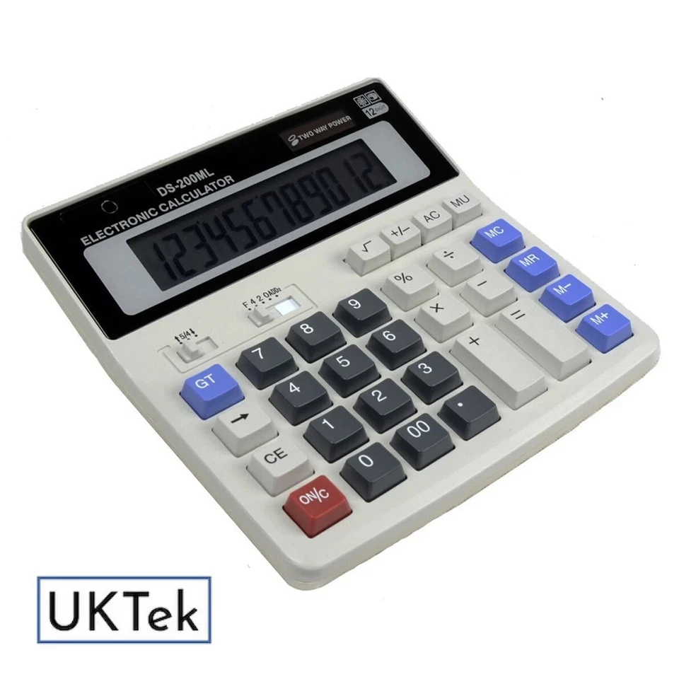 12 Digit Display Large 12 Digit Button Calculator Home Office School Stationery - Image 1 of 1