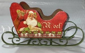 De Colección Trineo de Papá Noel Trineo Madera Metal Rojo Verde Decoración de Navidad Caja de golosinas Noel - Imagen 1 de 22