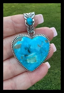 NAVAJO ~ LARGE ~ BLUE KINGMAN TÜRKIS ~SS~❤️ANHÄNGER~LEROY JAMES - Bild 1 von 9