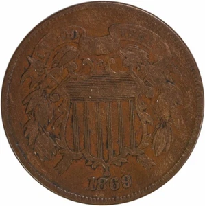 1869 Two Cent Piece VF Uncertified #919 - Picture 1 of 2