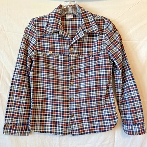Vintage 60s 70s Billy The Kid Snap Button Plaid Flannel Shirt Jacket L Kid Youth - Picture 1 of 13