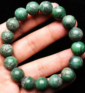 12.2mm Genuine Natural Green Euchlorite Crystal Gemstone Round Beads Bracelet - Picture 1 of 8