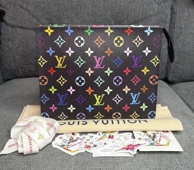 Louis Vuitton Murakami盥洗用品26黑色多色手拿包 — 第 1/4 张图片