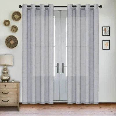 Semi Sheer Linen Curtains - Image 1 of 3