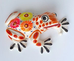 MEXICAN CERAMIC POTTERY FROG SCULPTURE 8 1/2" X 5" - Picture 1 of 4