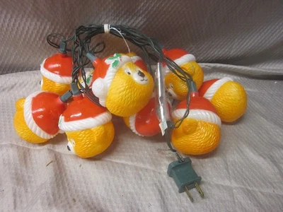 Vintage Christmas Tree 10-Piece Blow Mold Teddy Bear Santa Heads String Lights - Image 1 of 4