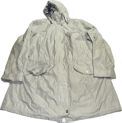 Fleet Street Gray Women's XL Hooded Full Zip Rain Jacket London New York - Image 1 of 4