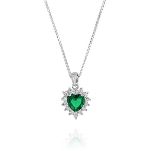 Collana Royal / Kate cuore con zirconi verdi e bianchi – rhodiato Chiaruzzi - Immagine 1 di 1