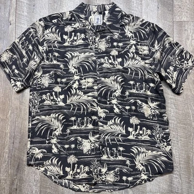 Мужская большая гавайская лагерная рубашка Roundtree & Yorke 100% шелк на пуговицах - Изображение 1 из 4