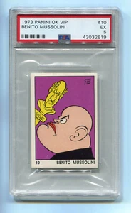 1973 Panini OK VIP 10 Benito Mussolini PSA 5 Italian Prime Minister card sticker - Picture 1 of 2