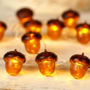 BOHON 3D Acorn Fall Decor Harvest String Lights Battery Powered with Remote a - Picture 1 of 5