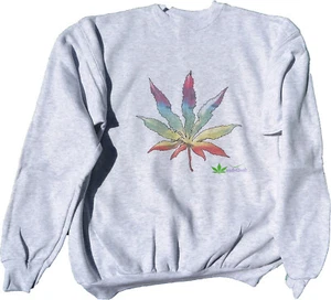 Sweatshirt Men's Lg Marijuana 420 Hemp Leaf Color Changes in Sunlight Crew Neck - Picture 1 of 5