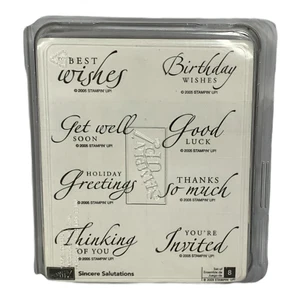 Stampin Up! SINCERE SALUTATIONS 2005 Holz Stempel Set Wünsche Geburtstag Glück - Bild 1 von 2