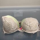 Victorias Secret Bra Size 34C Lace Tan Nude Beige Green Bralette Brassiere 34 C