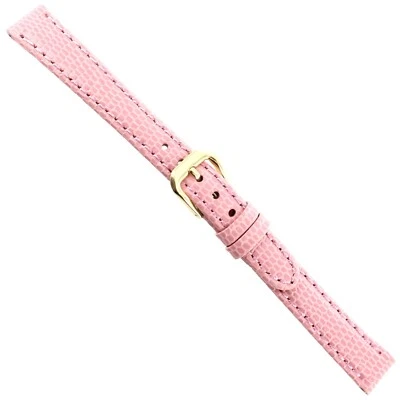12mm deBeer Pink Lizard Grain Genuine Leather Padded Stitched Ladies Band Reg - Image 1 of 3
