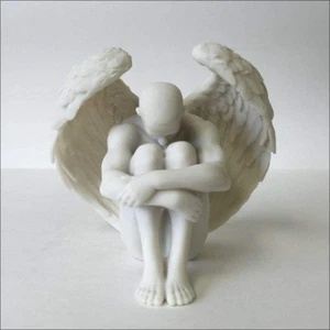 Male Nude Angel Holding Knees Statue Sculpture - Picture 1 of 4