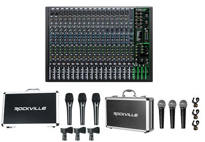 Mackie ProFX22v3 22-Channel 4-Bus Effects Mixer w/USB ProFX22 v3+(6) Mics+Cases - Image 1 of 4