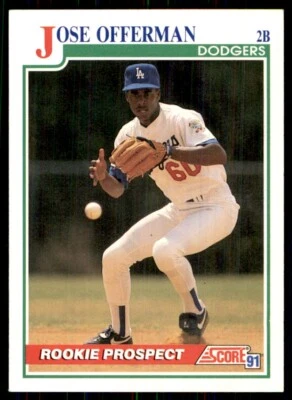 1991 Score Jose Offerman Los Angeles Dodgers #343 - Image 1 of 2