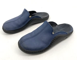 Romika Mokasso Women 36 genuine leather Slip On Mule Slipper navy Blue Flat clog - Picture 1 of 8