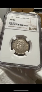 1 Leu 1881 Silver, Romania NGC AU58 - Picture 1 of 4