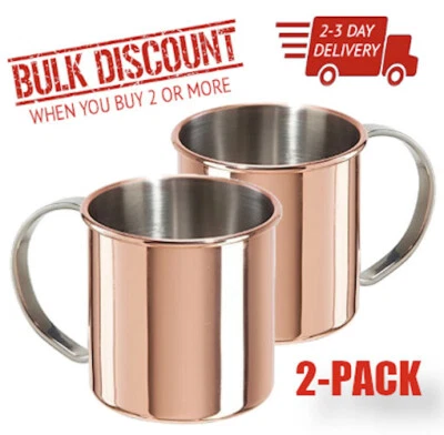 PREMIER MIXERS MOSCOW MULE MUGS [2-PACK] copper plated stainless steel unbeatable sale value
